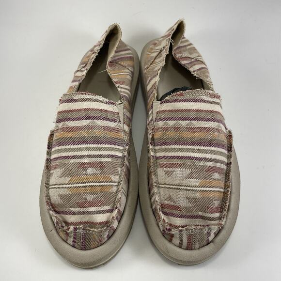 Sanuk Donna Slip On Casual Canvas Sneakers Womens Size 8 Striped Beach Surfer - Picture 9 of 9